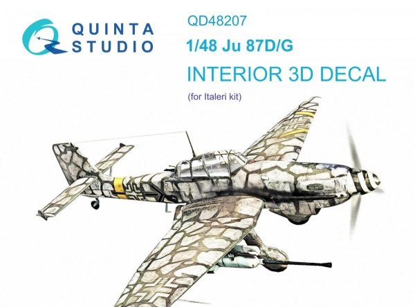 Quinta Studio QD48207 Ju 87D/G 3D-Printed &amp; coloured Interior on decal paper ( Italeri ) 1/48