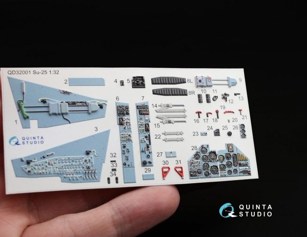 Quinta Studio QD32001 Su-25 3D-Printed &amp; coloured Interior on decal paper (for Trumpeter kit) 1/32