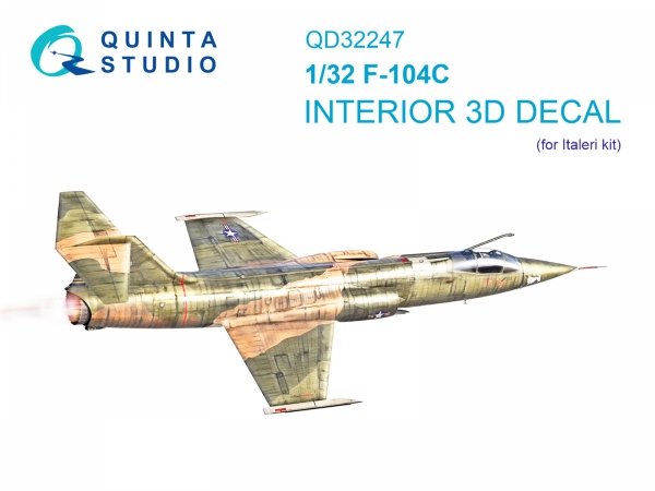 Quinta Studio QD32247 F-104C 3D-Printed &amp; coloured Interior on decal paper (Italeri) 1/32