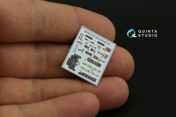 Quinta Studio QD72074 Me-262A 3D-Printed &amp; coloured Interior on decal paper (Revell) 1/72