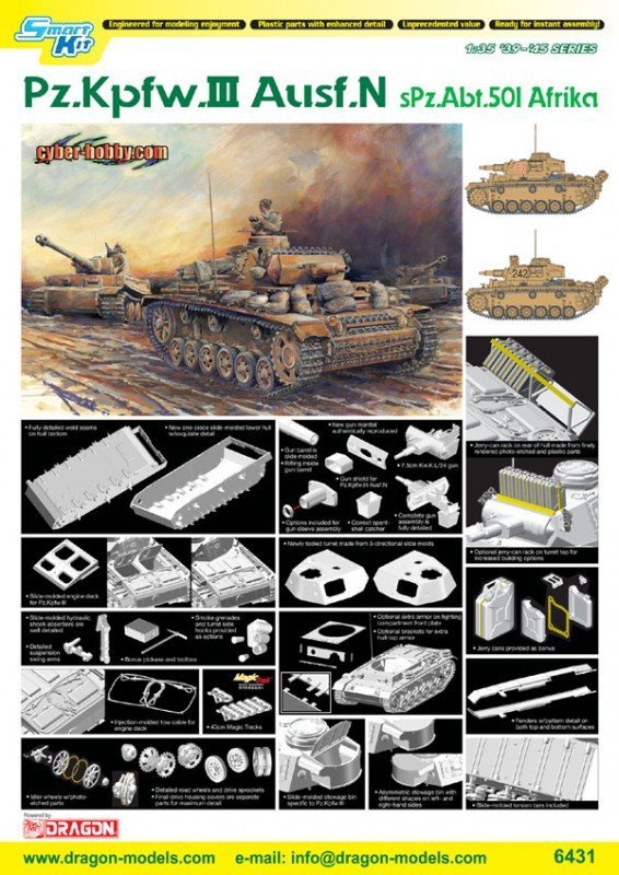 Dragon 6431 Pz.Kpfw.III Ausf.N sPz.Abt.501 Afrika