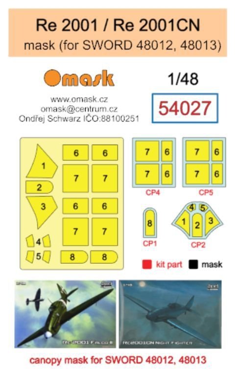 Omask 54027 Re 2001 / Re 2001CN mask (for Sword 48012, 48013) 1/48