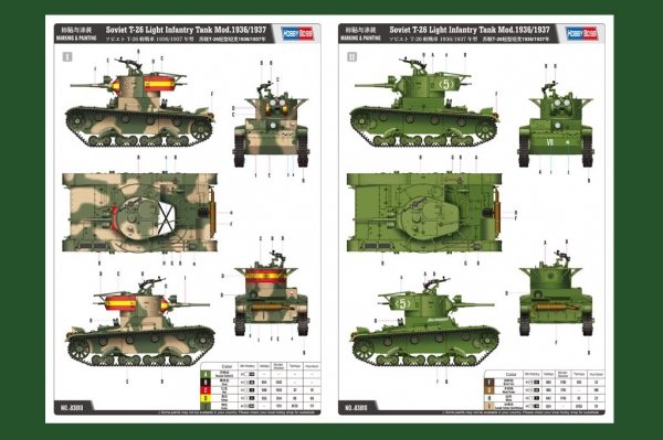 Hobby Boss 83810 Soviet T-26 Light Infantry Tank Mod.1936-1937 (1:35)