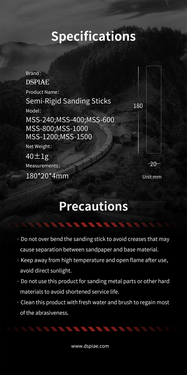 DSPIAE MSS-800 Semi-Rigid Sanding Sticks #800 x 3 PCS / pilnik elastyczny - ścierny
