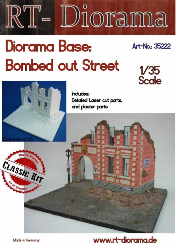 RT-Diorama 35222 Diorama-Base: &quot;Bombed out Street&quot; 1/35