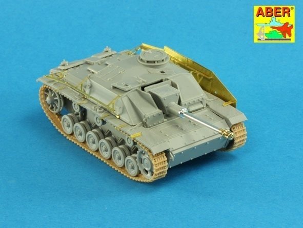 Aber 72L-53 Lufa do niemieckich dział pancernych StuG.III, Ausf.G wersja wczesna / German StuK.40 L/48 7,5 cm Barrel early model muzzle brake for StuG. III Ausf.F/8 and StuG. III Ausf.G early 1/72