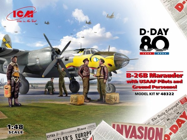 ICM 48322 B-26B Marauder with USAAF Pilots and Ground Personnel 1/48