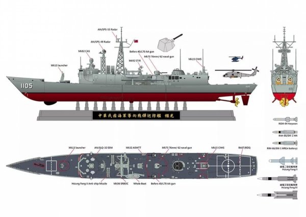 AFV Club SE00702 ROCN Cheng Kung Class Frigate With Hsiung Feng II/III 1/700