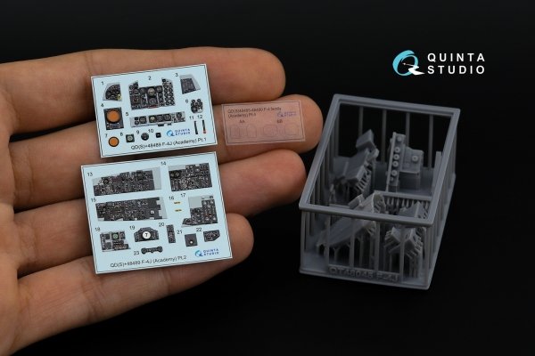 Quinta Studio QDS+48489 F-4J Phantom II 3D-Printed &amp; coloured Interior on decal paper (Academy) (Small version) (with 3D-printed resin parts) 1/48