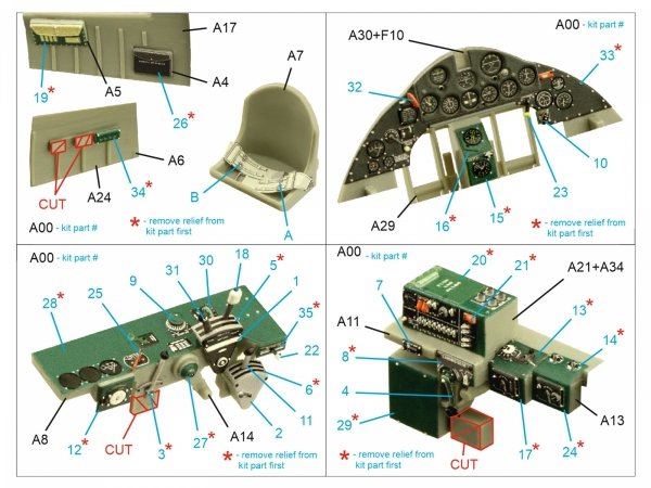 Quinta Studio QD32186 F4F-3 Wildcat 3D-Printed coloured Interior on decal paper (Trumpeter) 1/32