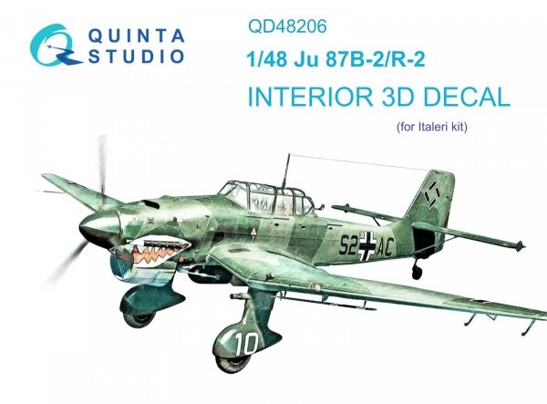 Quinta Studio QD48206 Ju 87B-2/R-2 3D-Printed &amp; coloured Interior on decal paper ( Italeri ) 1/48
