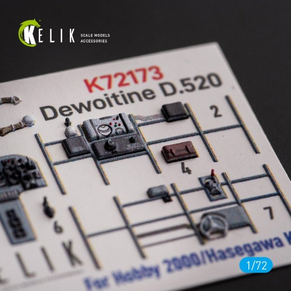Kelik K72173 Dewoitine D.520 - interior 3D decals for Hobby 2000/Hasegawa kit (1/72)