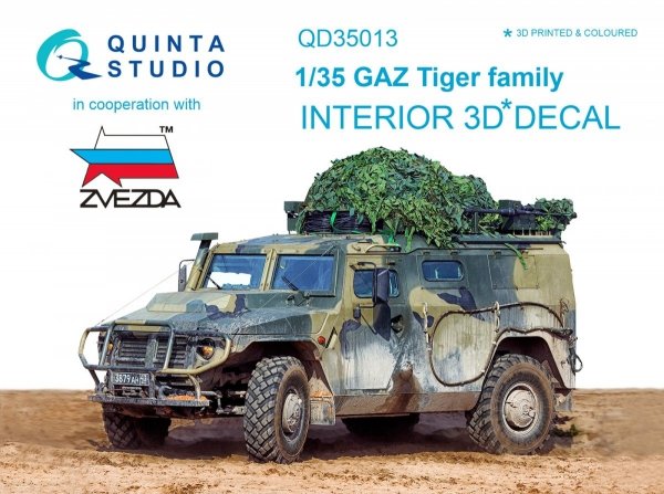 Quinta Studio QD35013 GAZ Tiger family 3D-Printed &amp; coloured Interior on decal paper (for Zvezda kit) 1/35