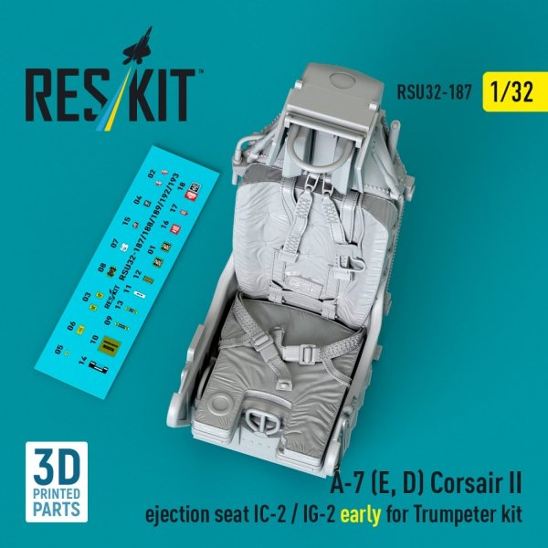 RESKIT RSU32-0187 A-7 (E, D) Corsair II ejection seat IC-2 / IG-2 early for Trumpeter kit (3D Printed) (1/32)