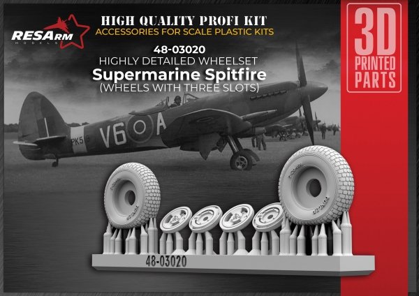 RESArm 48-03020 SPITFIRE VAR 1 - Wheels under load (3D resin printing) 1/48