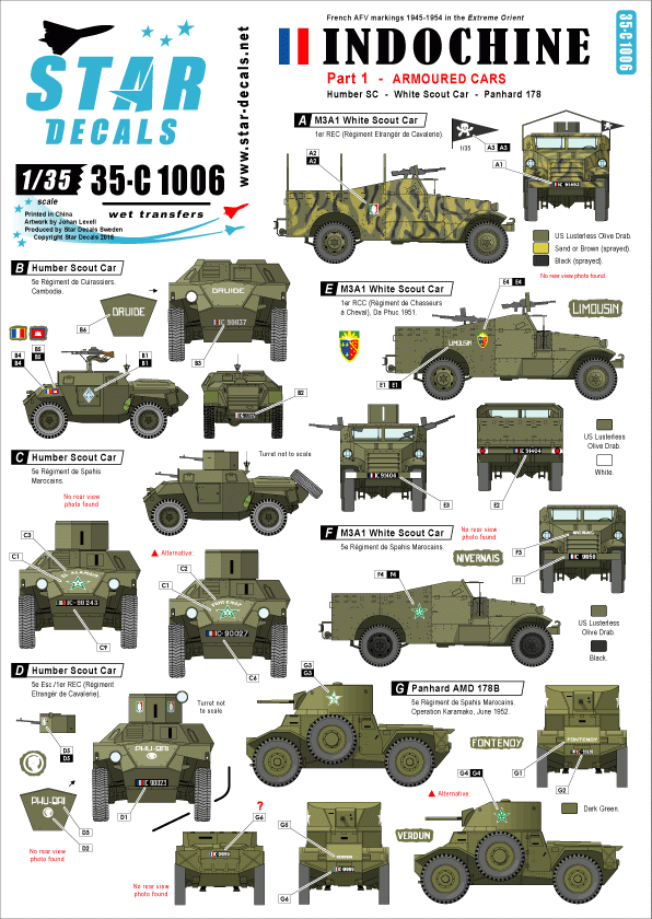 Star Decals 35-C1006 Indochine  1. Armoured cars 1/35