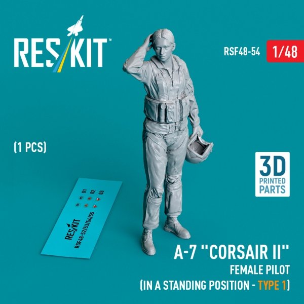 RESKIT RSF48-0054 A-7 &quot;Corsair II&quot; female pilot (in a standing position - type 1) (1 pcs) (3D Printed)  1/48