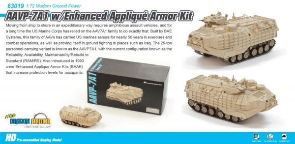 Dragon Armor 63019 AAVP-7A1 w/Enhanced Applique Armor Kit  1/72