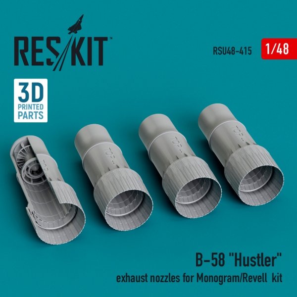 RESKIT RSU48-0415 B-58 &quot;Hustler&quot; exhaust nozzles for Monogram/Revell kit (3D Printed) 1/48