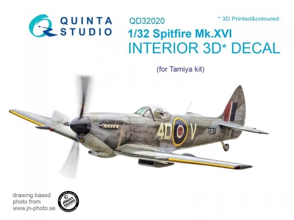 Quinta Studio QD32020 Spitfire Mk.XVI 3D-Printed &amp; coloured Interior on decal paper (for Tamiya kit) 1/32