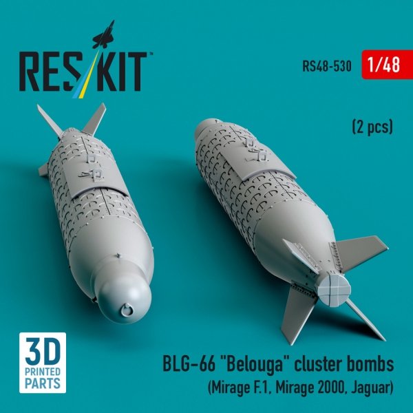 RESKIT RS48-0530 BLG-66 &quot;Belouga&quot; cluster bombs (2 pcs) (3D Printed) 1/48