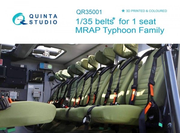 Quinta Studio QR35001 MRAP Typhoon Family belts for 1 seat, 3D-Printed &amp; coloured on decal paper (for all kits) 1/35