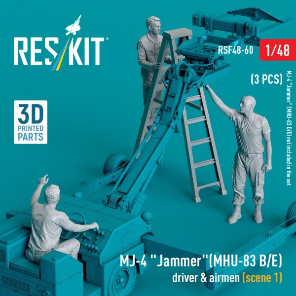 RESKIT RSF48-0060 MJ-4 &quot;Jammer&quot; (MHU-83 B/E) driver &amp; airmen (scene 1) (3 pcs) (3D Printed) 1/48