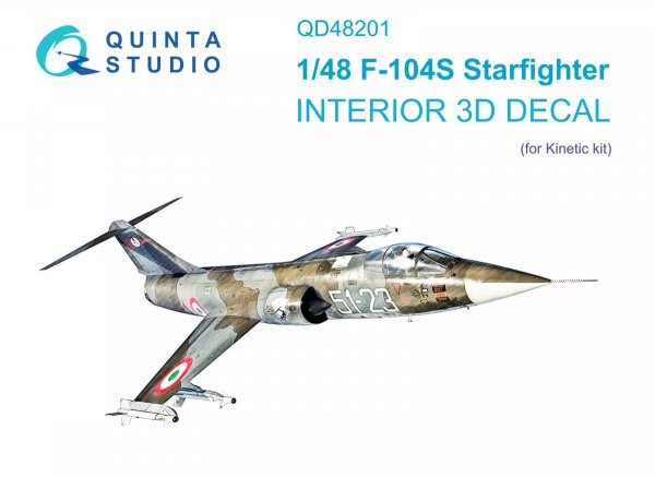 Quinta Studio QD48201 F-104S 3D-Printed &amp; coloured Interior on decal paper (Kinetic) 1/48