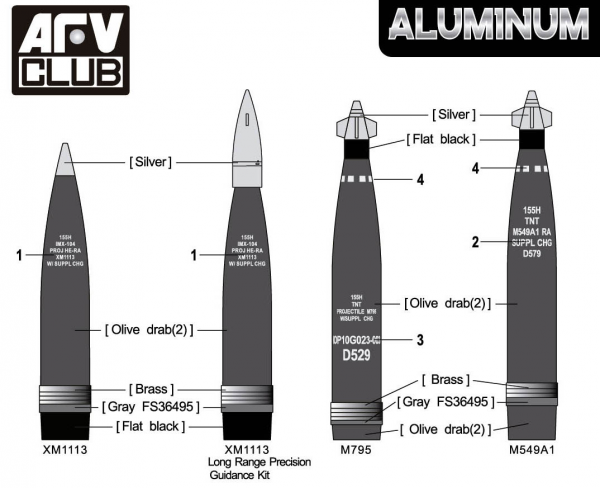 AFV Club AG35056 Aluminum PGK Series 155mm Artillery Shell 1/35