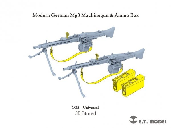 E.T. Model P35-218 Modern German Mg3 Machinegun &amp; Ammo Box ( 3D Print ) 1/35