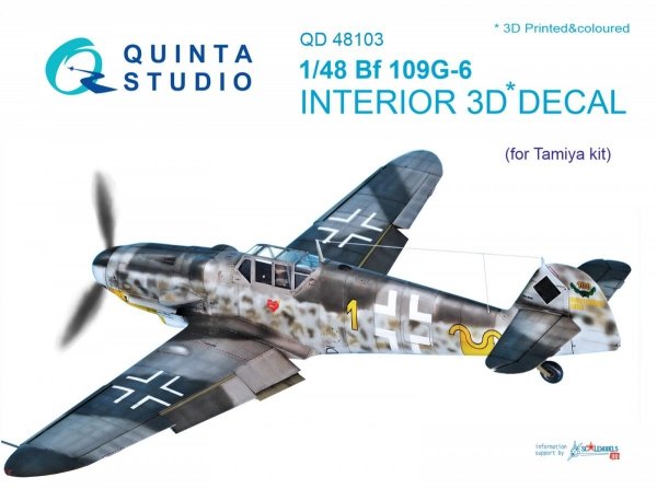 Quinta Studio QD48103 Bf 109G-6 3D-Printed &amp; coloured Interior on decal paper (for Tamiya kit) 1/48