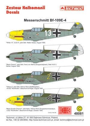Techmod 48081 - Messerschmitt Bf 109E-4 (1:48)