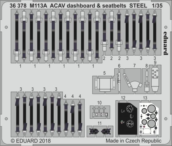 Eduard 36378 M113A ACAV dashboard &amp; seatbelts STEEL AFV CLUB 1/35