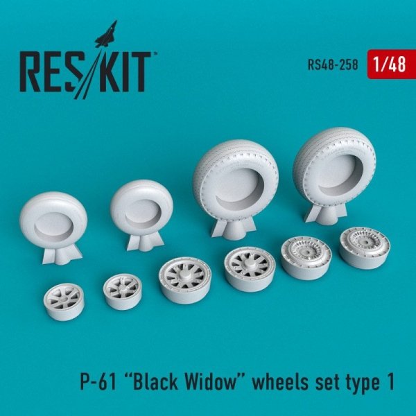 RESKIT RS48-0258 P-61 Black Widow wheels set 1/48