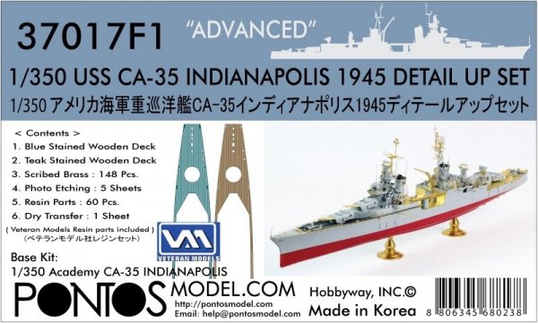 Pontos 37017F1 USS CA-35 Indianapolis 1945 Detail Up Set ADVANCED (1:350)