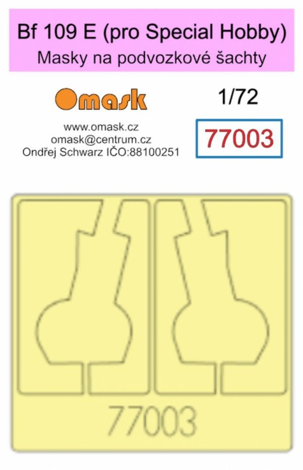 Omask 77003 Bf 109 E (for Special Hobby) - wheel bay yellow masking tape 1/72