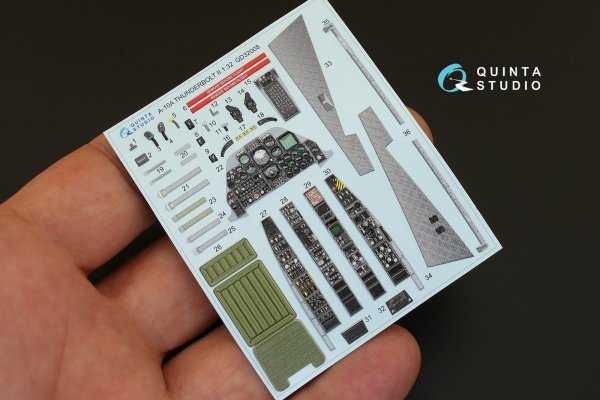 Quinta Studio QD32008 A-10A 3D-Printed &amp; coloured Interior on decal paper (for Trumpeter kit) 1/32