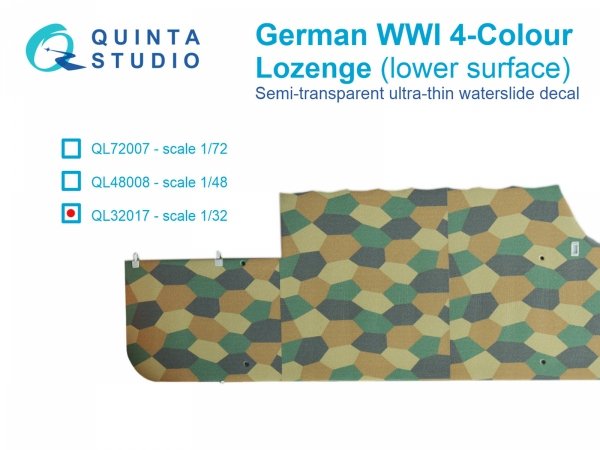 Quinta Studio QL32017 German WWI 4-Colour Lozenge (lower surface) 1/32