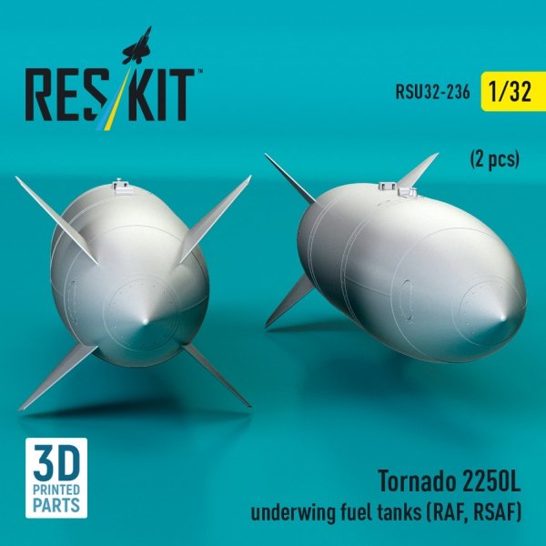 RESKIT RSU32-0236 Tornado 2250L underwing fuel tanks (RAF, RSAF) (2 pcs) (3D Printed) (1/32)