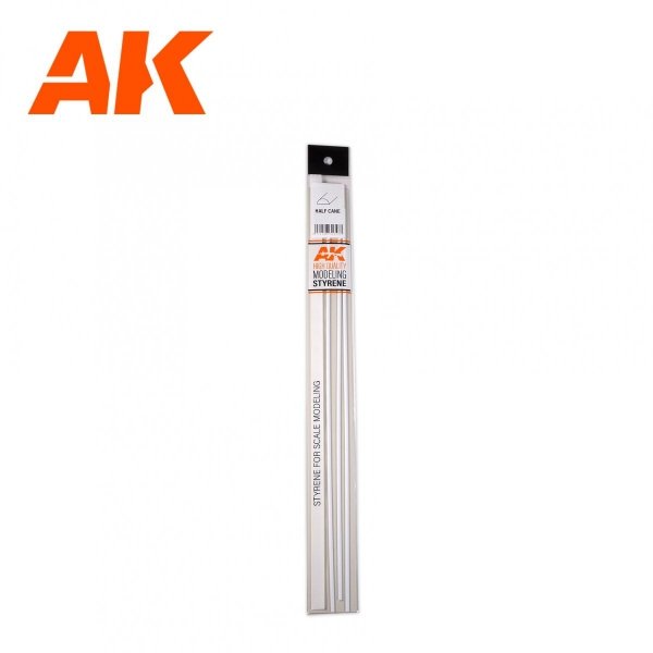 AK Interactive AK6551 HALF CANE 1.00 X 350MM – STYRENE HALF CANE – (5 UNITS)