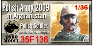 Toro Model 35F136 Żołnierz Na Motocyklu - PKW Afganistan - Figurka Wraz Z Kalkomanią Do Zestawu TAMIYA 35245 1/35