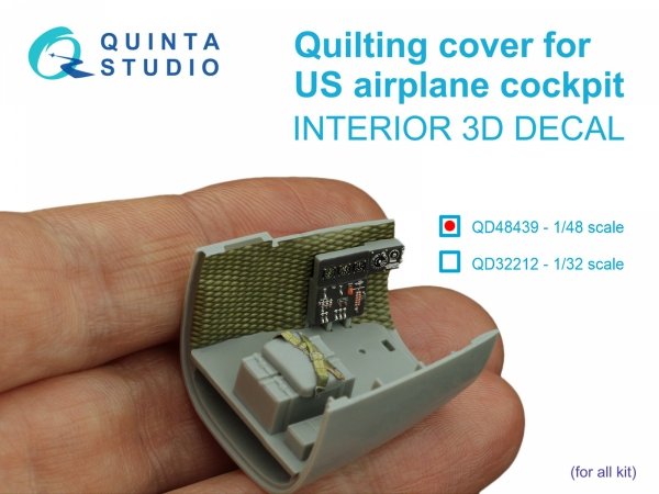 Quinta Studio QD48439 Quilting cover for US airplane cockpit. 3D-Printed coloured Interior on decal paper (All kits) 1/48
