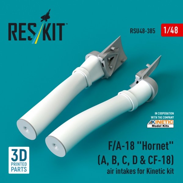 RESKIT RSU48-0385 F/A-18 &quot;Hornet&quot; (A, B, C, D &amp; CF-18) air intakes for Kinetic kit (3D Printed) 1/48