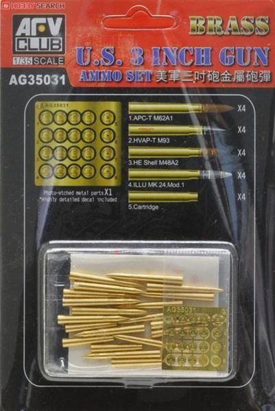AFV Club AG35031 U.S. 3&quot; Gun Brass Ammo Set 1:35