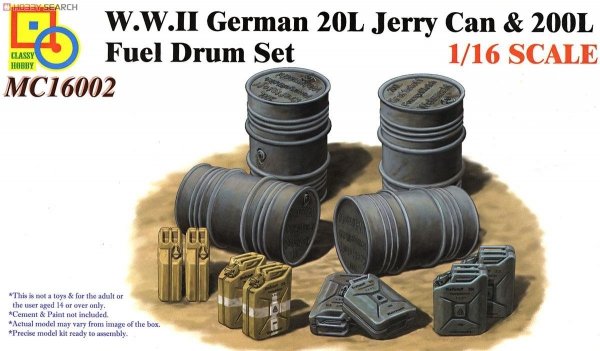 Classy Hobby MC16002 WWII German 20L Jerry Can &amp; 200L Fuel Drum Set 1/16