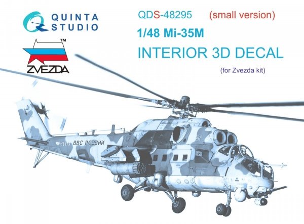 Quinta Studio QDS48295 Mi-35M 3D-Printed &amp; coloured Interior on decal paper (Zvezda) (Small version) 1/48
