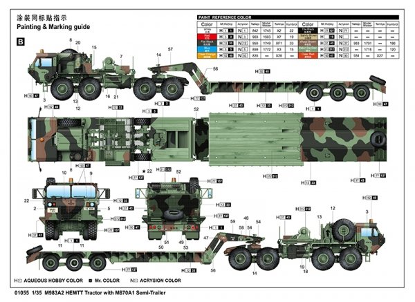 Trumpeter 01055 M983A2 HEMTT Tractor with M870A1 Semi-Trailer (1:35)