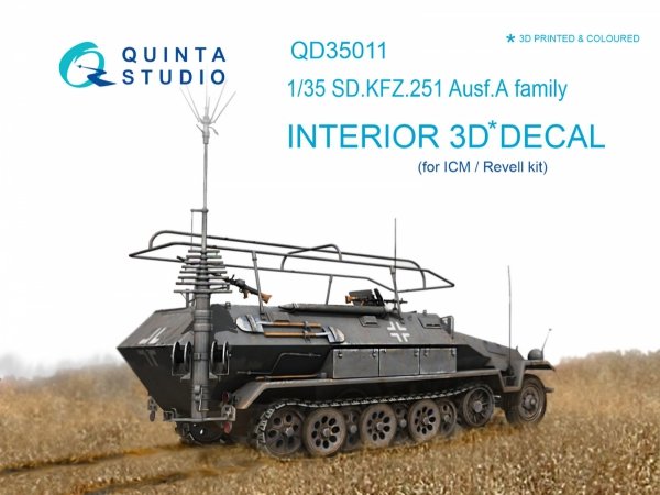 Quinta Studio QD35011 KFZ 251 Ausf.A 3D-Printed &amp; coloured Interior on decal paper (for ICM kits) 1/35