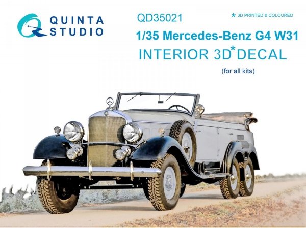 Quinta Studio QD35021 Mercedes-Benz G4 W31 3D-Printed &amp; coloured Interior on decal paper (for all kit) 1/35