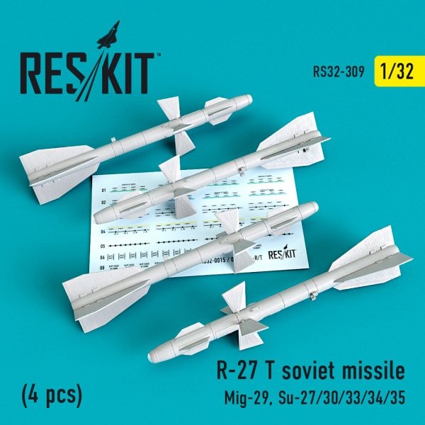 RESKIT RS32-0309 R-27T SOVIET MISSILES (4 PCS) 1/32